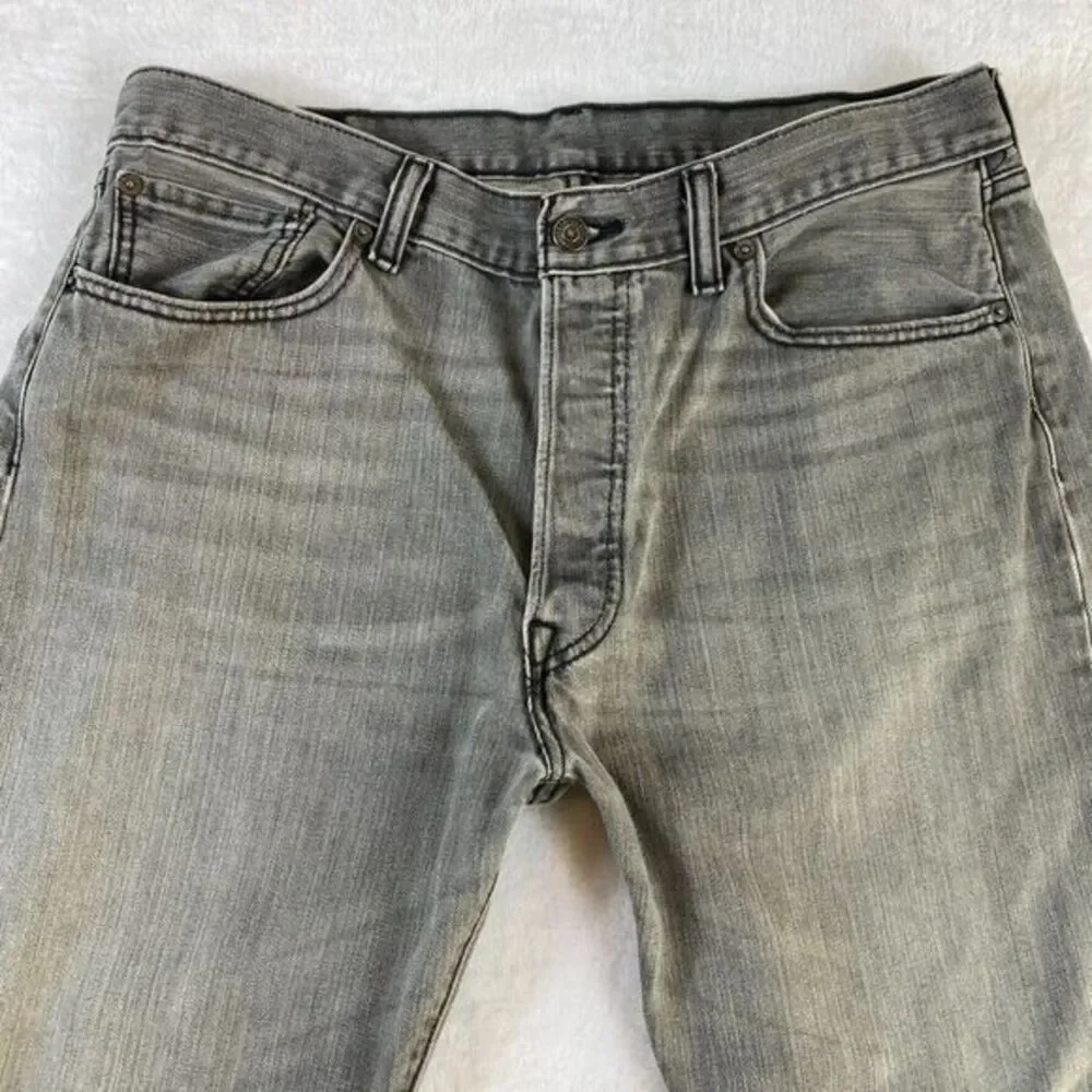 Levi's 501 Jeans Men's 36x 30 Sz Grey Button Fly Grey Straight‎ Leg Classic - Picture 2 of 14